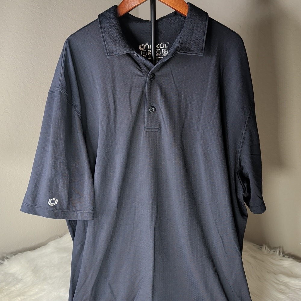 IBKÜL Polo Shirt Mens XL Navy Blue Short Sleeve UPF 50+ IceFil Performance